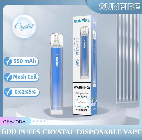 VAPE PEN SunFire Crystal S600 sbuffi usa e getta e sigarette Prezzo di fabbrica OEM Prezzo all'ingrosso Penna a vaporizzazione a vaporizzazione a vaporizzatura elettronica 600 sbuffi dalla fornitura di fabbrica