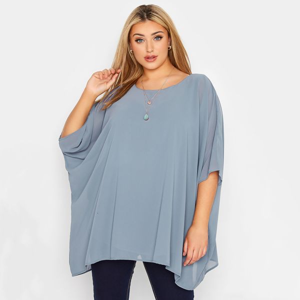 Damen-T-Shirt in Übergröße, lockere Fledermausärmel, elegante Sommer-Cape-Bluse, Damengröße 34, Freizeit, Arbeit, Büro, Tunika, Tops, große Kleidung, 230919