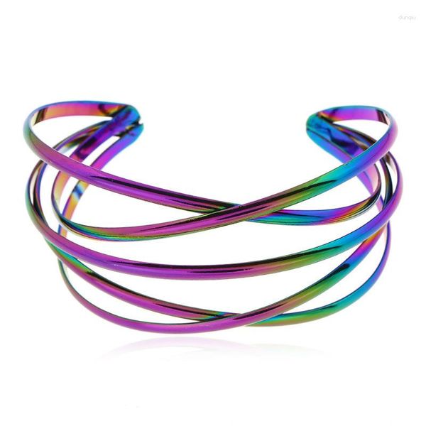 Braccialetti con ciondoli Gioielli di moda Bracciale aperto in metallo vuoto fantasia per le donne