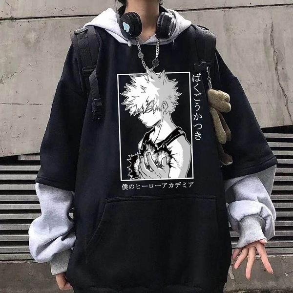 Moletom com capuz masculino anime meu herói academia gráfico manga longa engraçado bakugou katsuki harajuku sudadera pulôver 230920