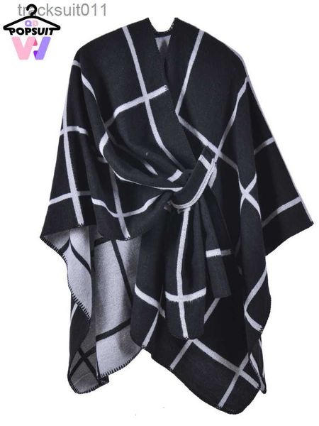 Cabo feminino Novo em mulheres Capes Fashion IMITAÇÃO casual Cashmere Multi-Color Lattice com fáscia lamine