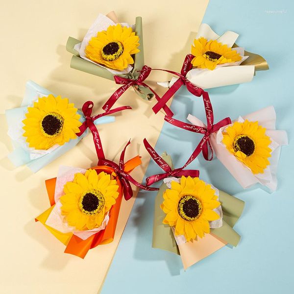 Dekorative Blumen, künstlicher Blumenstrauß, Mini-Sonnenblumen-Seife, Valentinstag, Geburtstag, Party, Geschenke, Verpackung, Dekorationen, Po-Requisiten