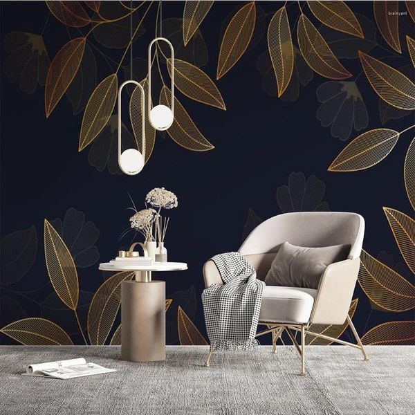 Wallpapers plantas personalizadas 3d mural papel de parede botânico folha moderna para quarto casa escritório cozinha decoração minimalista tropical adesivos