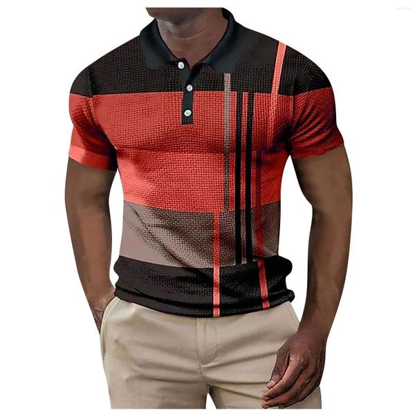 Herren Polos Sommer Männer Poloshirt Hochwertige Farblich Passende Kurzarm Lässige Gestreifte Kleidung Übergröße