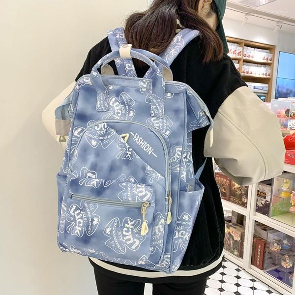 Rucksack Nylon Frauen Nette Graffiti Schultasche Für Mädchen Wasserdichte Reiserucksäcke Große Kapazität Student Büchertaschen Mochila