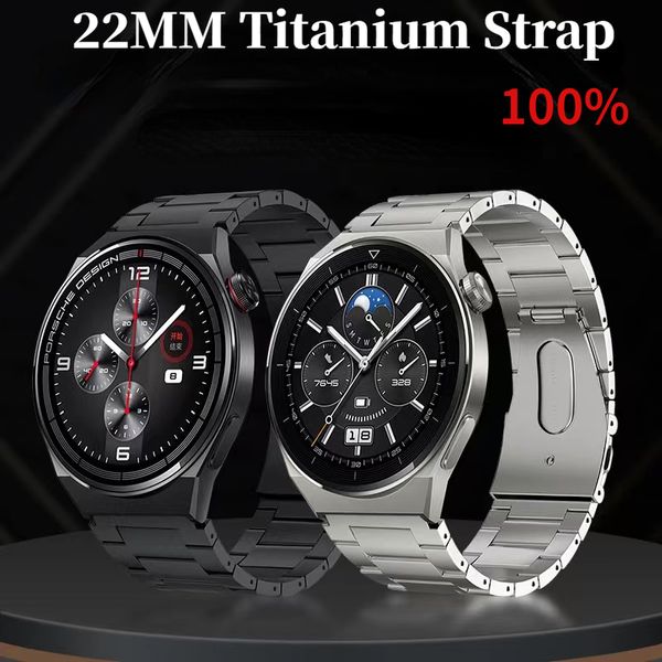 Pulseira de metal de titânio de 22 mm para Huawei Watch 4/3/GT3 Pro Pulseira de aço inoxidável leve para Samsung Watch 3/S3/Amazfit GTR/Stratos Acessórios de pulseira de metal