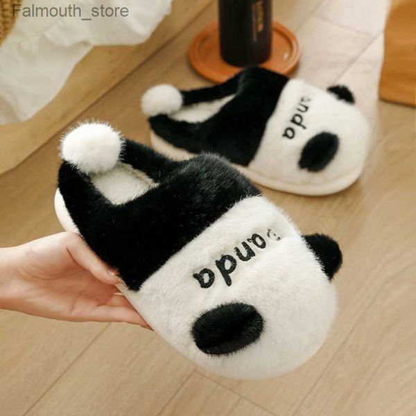 Hausschuhe, warme Baumwoll-Hausschuhe für Damen und Herren, süße Cartoon-Panda-Paare, Winterschuhe, weiches Kunstfell, dicke Sohle, weiblich, männlich, flauschige Schuhe, Q230920