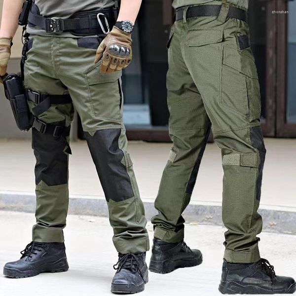 Calças masculinas Multi-bolso Carga Tática Homens Camuflagem Militar Paintball Calças IX6 Impermeável Combate Resistente ao Desgaste