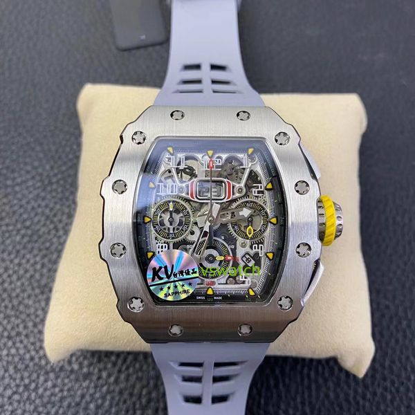 Orologio con funzione di cronometraggio KV rm11-03 Movimento automatico 7750 Ammortizzatore in pietra bianca Ceramica Acciaio raffinato Custodia in fibra di carbonio NTPT Cinturino in gomma