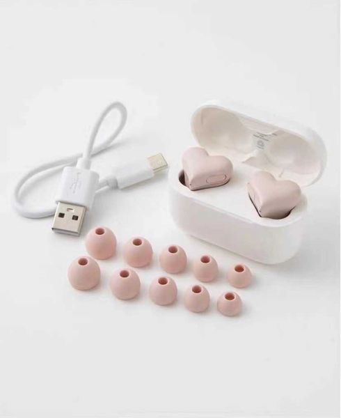 Auricolari per telefoni cellulari Giappone Heartbuds Same Love Auricolari a forma di cuore nell'orecchio Auricolari Bluetooth senza fili con riduzione del rumore a lungo raggio QW7G