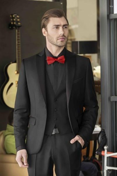 Ternos masculinos com design personalizado, smoking para casamento, excelente noivo, jantar, baile, blazer, 3 peças (jaqueta, calças, colete)