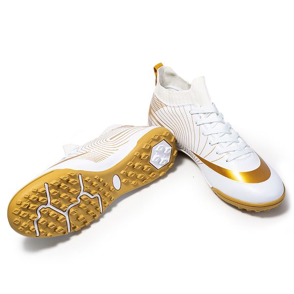 Sapatos de segurança masculino futebol crianças bota de futebol respirável antiderrapante brilho ouro tfag qualidade tênis ao ar livre tamanho 3044 230919