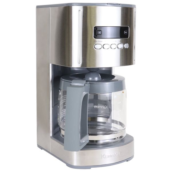 KenmoreMacchina per caffè americano programmabile con aroma da 12 tazze, display LCD, macchina per caffè americano, argento