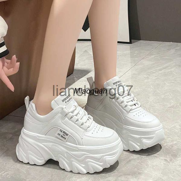 Sapatos de vestido branco preto chunky sneakers mulheres primavera outono sapatos de fundo grosso mulher moda pu plataforma de couro sapatilhas senhoras lace-up x0920