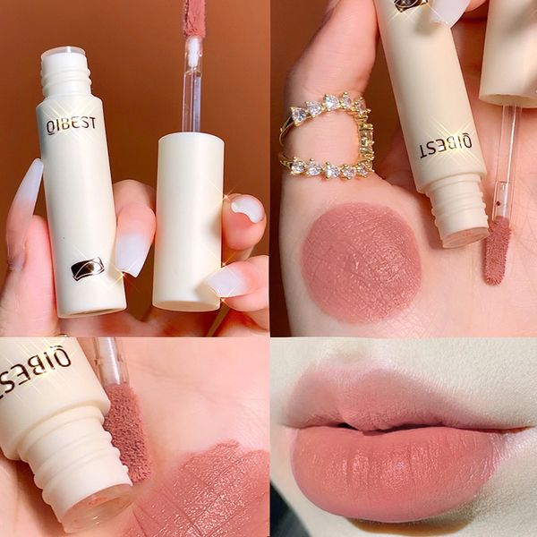 Lip Gloss Qi 8 Cores Nude Matte Chocolate Batom À Prova D 'Água Longa Duração Mulheres Red Tint Velvet Glaze Cosméticos 230920