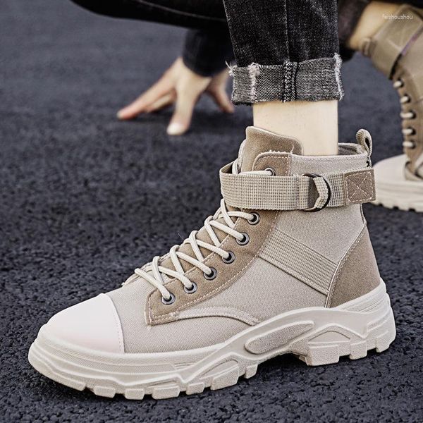 Stiefel Herbst Frühling Herren High Top British Retro Everything Desert Canvas Trend D287