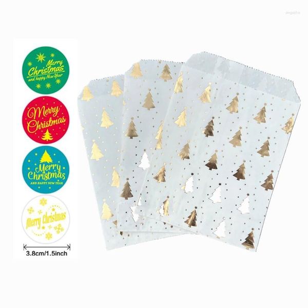 Geschenkpapier 12-48 Stück Folie Goldbaum Weihnachten Kraftpapiertüten Weihnachtsmann Schnee Urlaub Partybevorzugung Goldene Tasche Süßigkeiten Keksverpackung