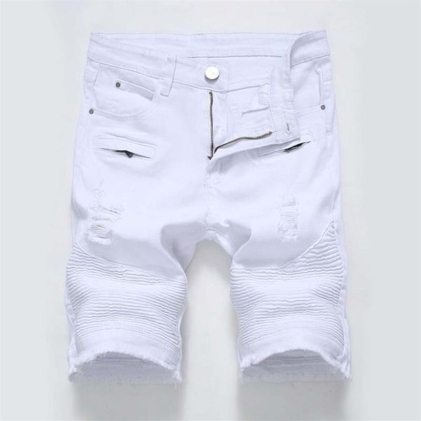 Mens Jeans Shorts Biker Calças Curtas Skinny Slim Rasgado Buraco Denim Homens Designer Verão Hight Quality2873