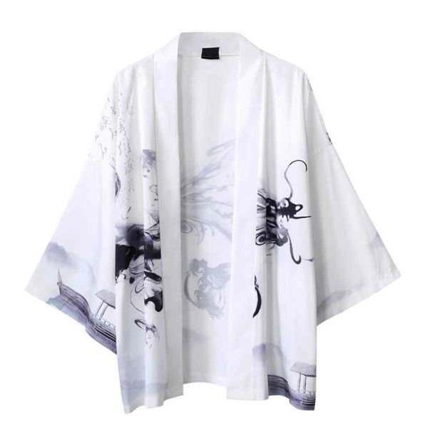 Японское кимоно, мужской кардиган, рубашка, блузка, юката, летняя одежда, с короткими рукавами, самурайская одежда, мужские наряды 20212731