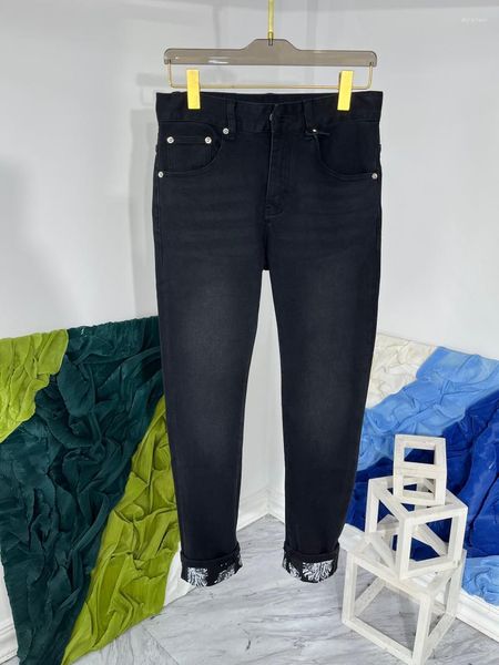Erkek kot pantolon Avrupa sonbahar moda erkekler yüksek kaliteli marka baskı şık düz denim pantolon c300