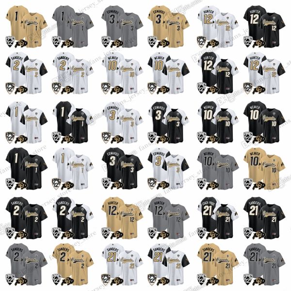 2023 Custom NCAA Colorado Buffaloes baseball maglie 2 shedeur sanders 12 Travis Hunter 10 Xavier Weaver 3 Dylan Edwards 21 Shilo Sanders Jersey