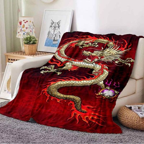 Coperte Drago cinese o drago divino Coperta soffice Flanella Calore Morbido peluche Divano Coperta Coperta quadrata occhio di drago Coperta turistica 230920