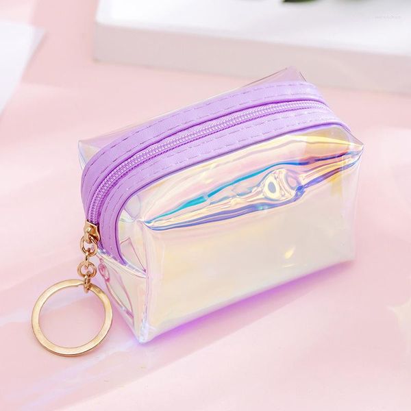 Carteiras Laser Transparente Moeda Bolsa Mulheres Carteira DIY Clear Maquiagem Armazenamento Fone de Ouvido Organizador Saco de Viagem Caso Bonito Bolsas Bolsa 2023