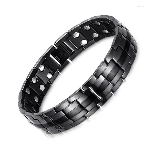 Braccialetti a maglie WelMag Bracciale magnetico bioenergetico in acciaio inossidabile per uomo Polsino per gioielli con doppio magnete alla moda per la pressione sanguigna