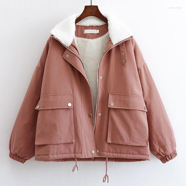 Trench da donna Herstory Inverno Media Lunghezza Cappotto foderato in lana di agnello finta Cappotto femminile spesso caldo Marchio di moda 2023 3 colori