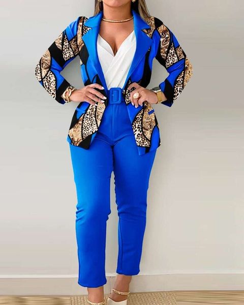 Pantaloni da donna firmati Completo da 2 pezzi Blazer Set Abiti autunnali invernali Posizionamento Abiti stampati a maniche lunghe con cintura Taglie forti 3xl lamis paris Abbigliamento modaN2U6