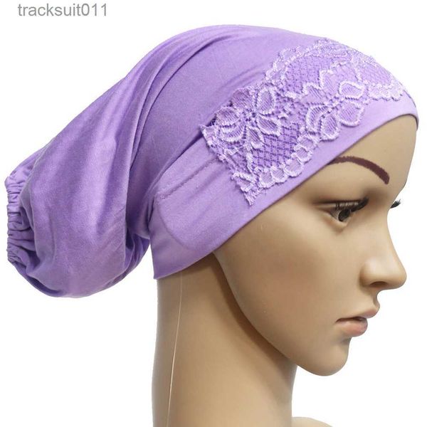 Capa feminina de algodão renda muçulmano islâmico árabe cachecol mini hijab bonés l230920