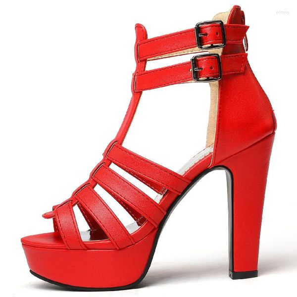 Sandálias de salto alto sapatos de verão para mulheres plataforma 2023 tamanho grande 44 45 50 peep toe branco vermelho festa dança sapato senhoras flip flop