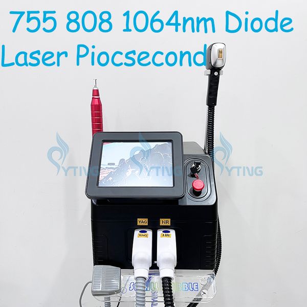 Laser a diodi a tripla lunghezza d'onda 755 808 1064nm Rimozione dei peli delle ascelle Rimozione del tatuaggio laser Picolaser Rimozione della lentiggine