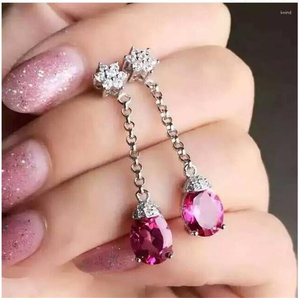 Orecchini a bottone Orecchino con topazio rosa naturale Vero argento sterling 925 7 9 mm