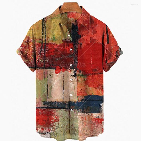 Camisas casuais masculinas luxo verão havaiano manga curta impresso camisa vintage itens étnicos oversized harajuku solto e respirável elegante