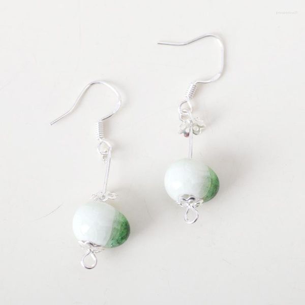 Orecchini pendenti 12 paia/lotto Piccolo fresco lungo goccia per le donne Perline di ceramica Orecchino con nappa Colore argento Eardrop Gioelleria raffinata e alla moda