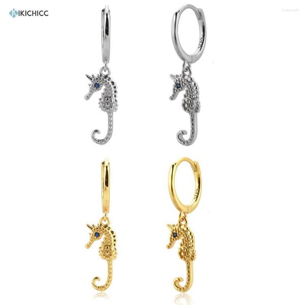 Baumelnde Ohrringe Kikichicc 925 Sterling Silber Gold Seepferdchen Tropfenohrring Piercing Pendiente Luxus 2023 Mode Damen Schmuck für Europa