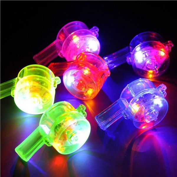 Andere Event-Party-Zubehör, 12 Stück Neon-Pfeifen, große LED-Leuchtpfeife mit Umhängeband, Halskette, leuchtet im Dunkeln, lustige Spielzeug-Requisite, Karneval 230919