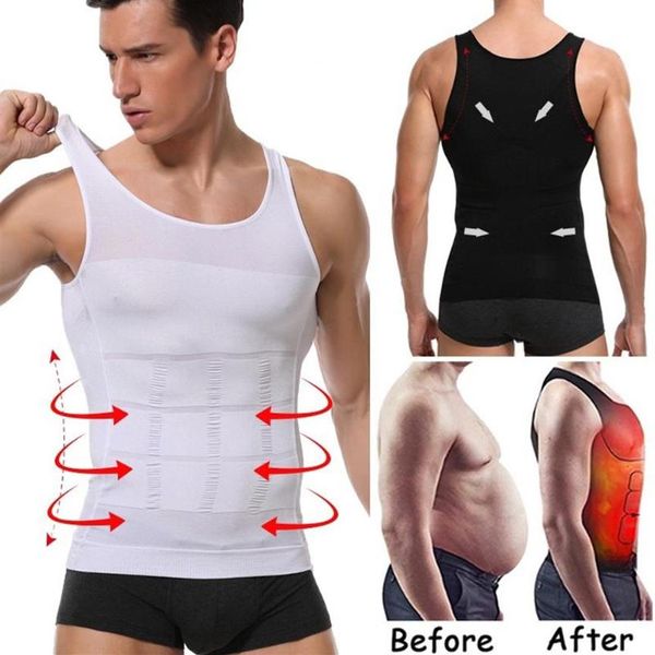Мужские формирователи тела Мужская рубашка для похудения на груди и животе Shaper Belly Control Belt Belt Trainer Tank Top T-Shirt 20212817