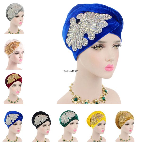 Neueste Plissee Samt Magie Turban Hijab Kopf Wrap Cap Lange Schwanz Indische Kopftuch Krawatte Bandanas Stirnband Afrikanische Hut Frauen schal