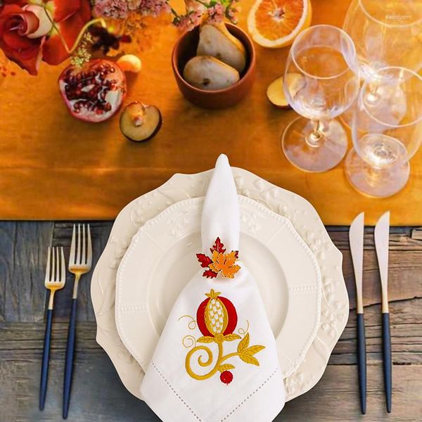 Guardanapo de mesa romã bordado bonito elegante outono 2023 placemat hemstitch algodão linho decoração