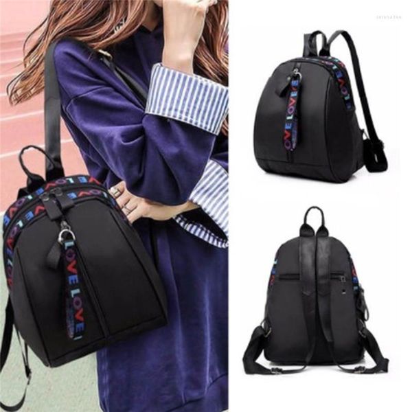 Sacos escolares moda coreano contraste mochila fita bolsa de ombro adolescente meninas mulheres carta preta