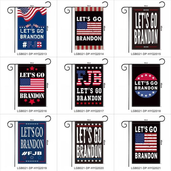 La più recente bandiera da giardino Lets Go Brandon 30x45 cm Presidente USA Biden FJB Bandiere esterne Decorazione da giardino Bandiere americane Banner Ornamenti257e