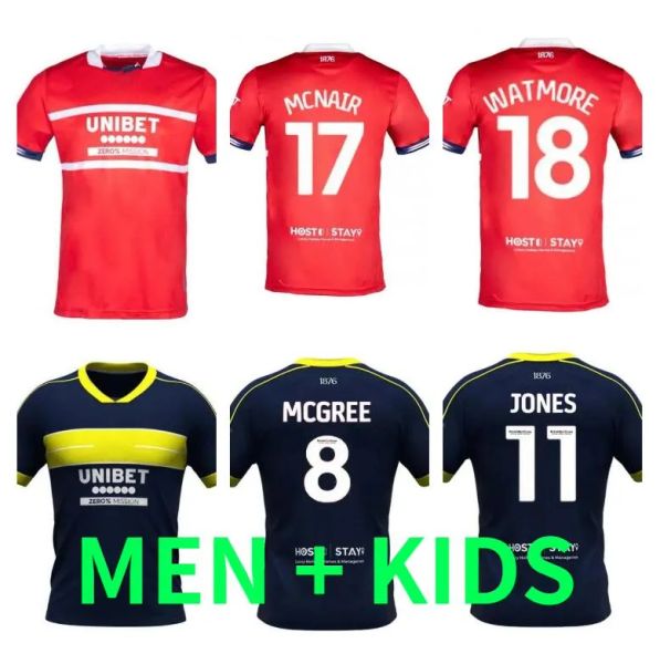 2023 2024 Middlesbrough Fußballtrikots zu Hause 23 24 Tavernier Payero Howson Mcnair Bola Birmingham Fußballtrikot Uniformen Männer Kinder Kit Hemd 666