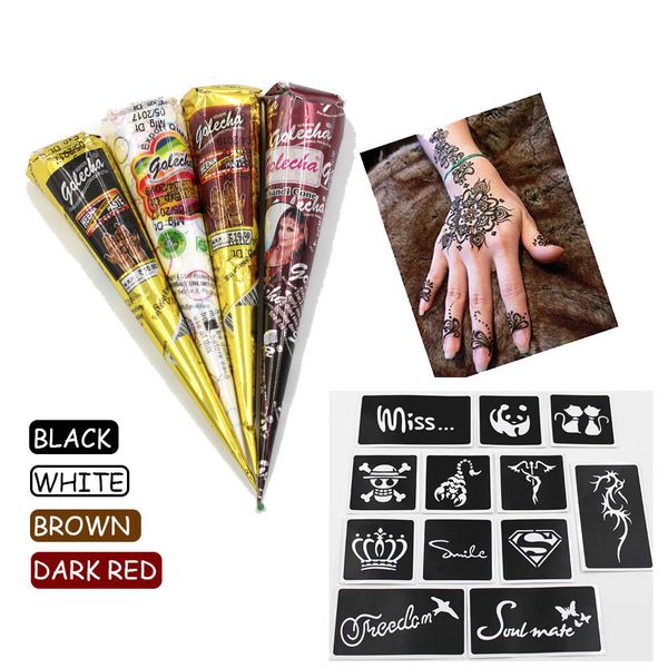 Pittura per il corpo GOLECHA Nero Marrone Rosso Bianco Coni di henné Indiano Pasta per tatuaggio all'henné per tatuaggio temporaneo Body Art Adesivo Mehndi Body Paint 230919