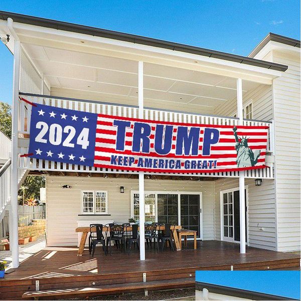 Banner Flags Donald Trump 2024 Banners de pátio ao ar livre 200x45cm Take America Back Drop Delivery Home Garden Festive Party Supplies Dhgcj