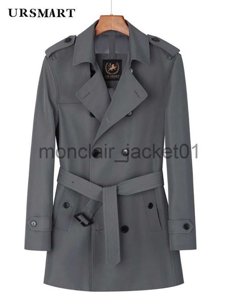 Trench Coats Masculinos Médio longo blusão moda masculina trespassado marrom casual trench coat homens primavera e outono novas jaquetas finas S-6XL tamanho J230920