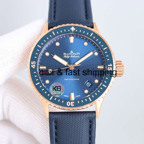 часы Boper Luxury 5100 Fifty Fathoms Bathyscaphe 43.6mm Designer Search Мужские часы Автоматические Механические Форма Календарь Светящиеся Водонепроницаемые FZEK