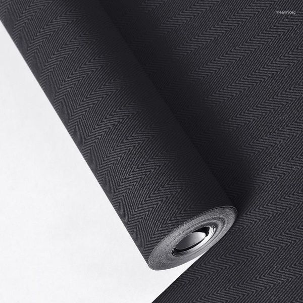 Wallpapers moderno espinha de peixe listrado papel de parede cinza preto sala de estar quarto decoração cor pura papel de contato liso