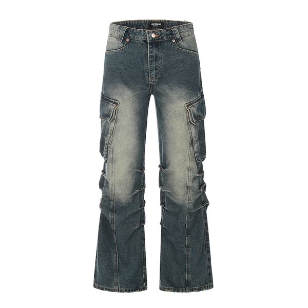 Постиранные мешковатые джинсы Брюки унисекс Прямые повседневные джинсовые брюки